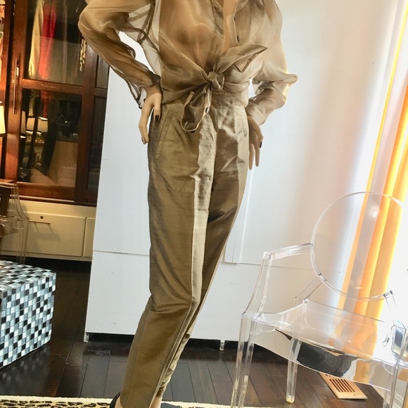 Vintage90’s The Limited sheer blouse with matching pants gold - Picture 11 of 14